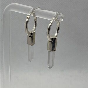 Made In Earth MIE Clear Quartz Charm on a Sterling Silver 10mm Hoop